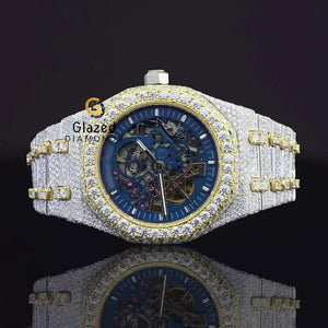 Blue Skeleton Iced Out Watch