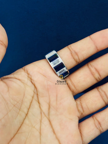 Blue_ White Baguette Full Eternity Moissanite Band