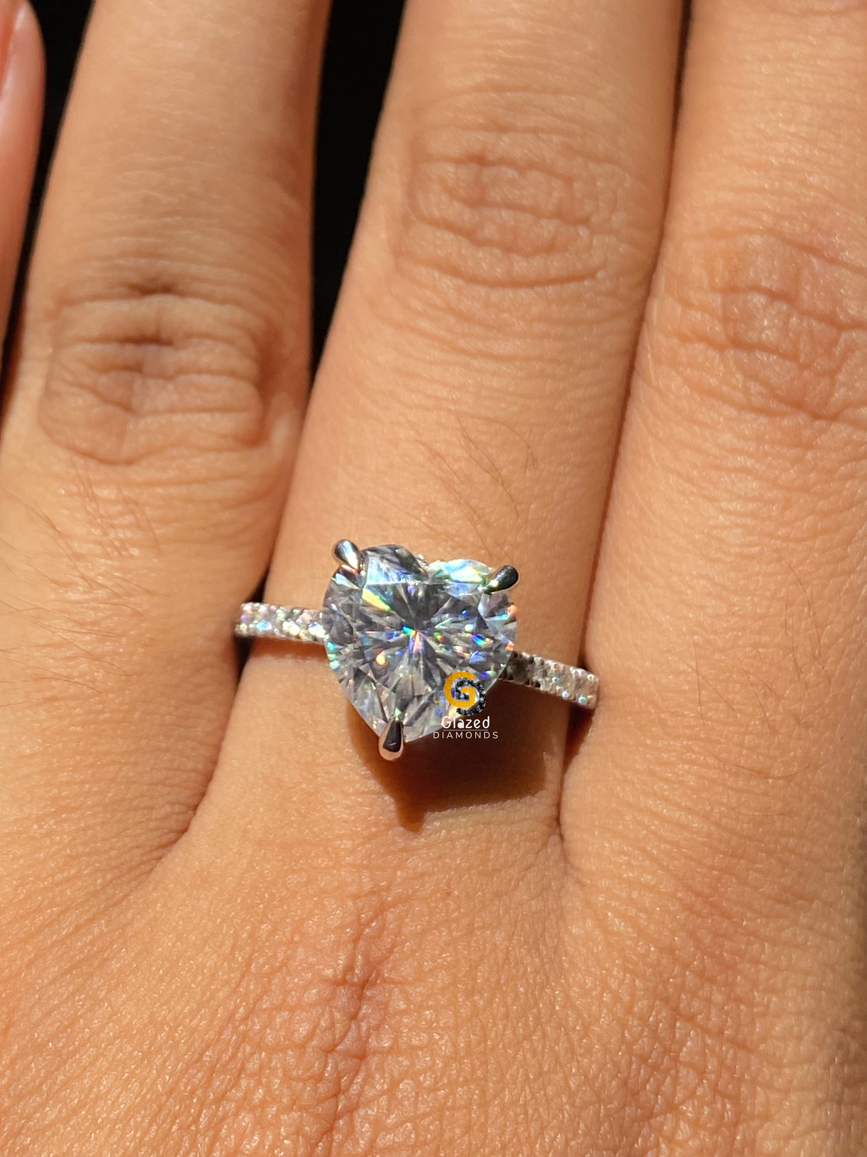 4 CT Heart Cut Pave Moissanite Engagement Ring For Her