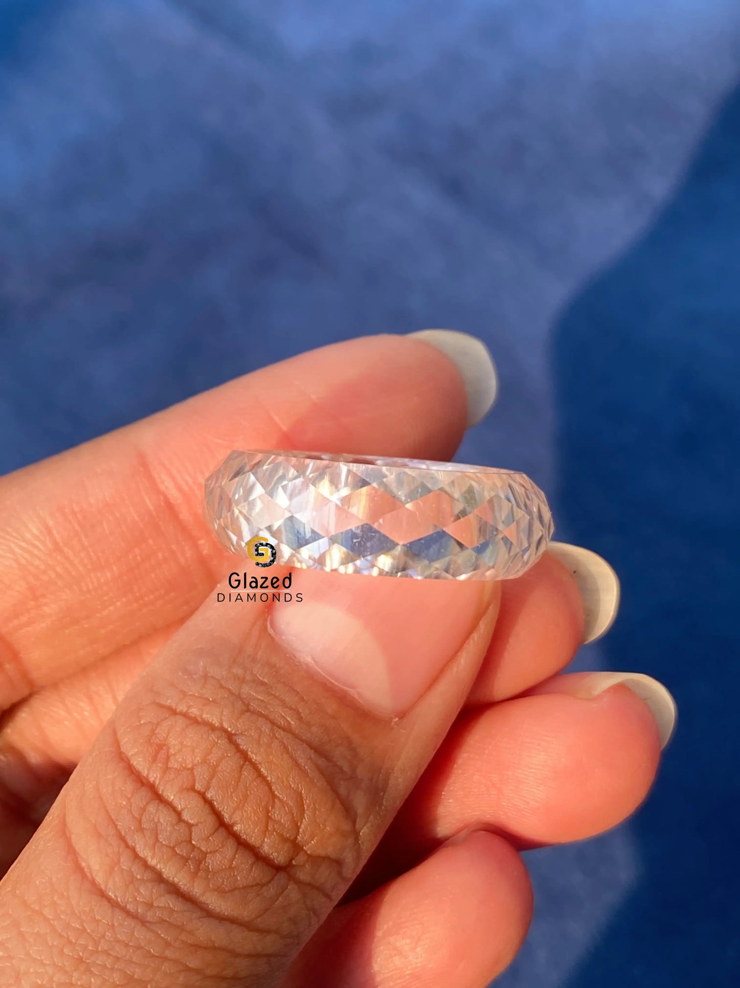 Briolette Cut White Moissanite Wedding Band