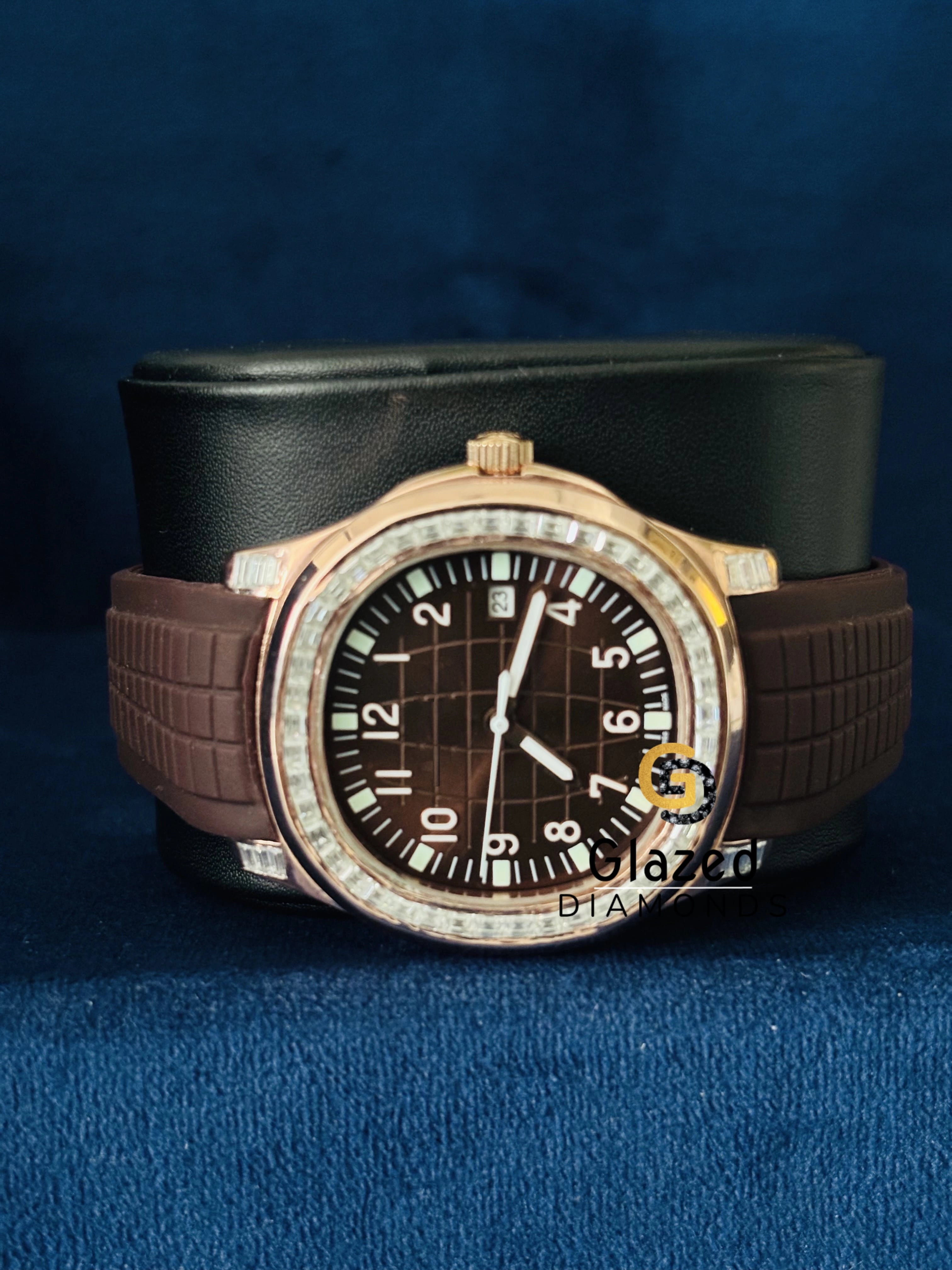 Baguette Diamond Brown Dial Moissanite Watch for Men