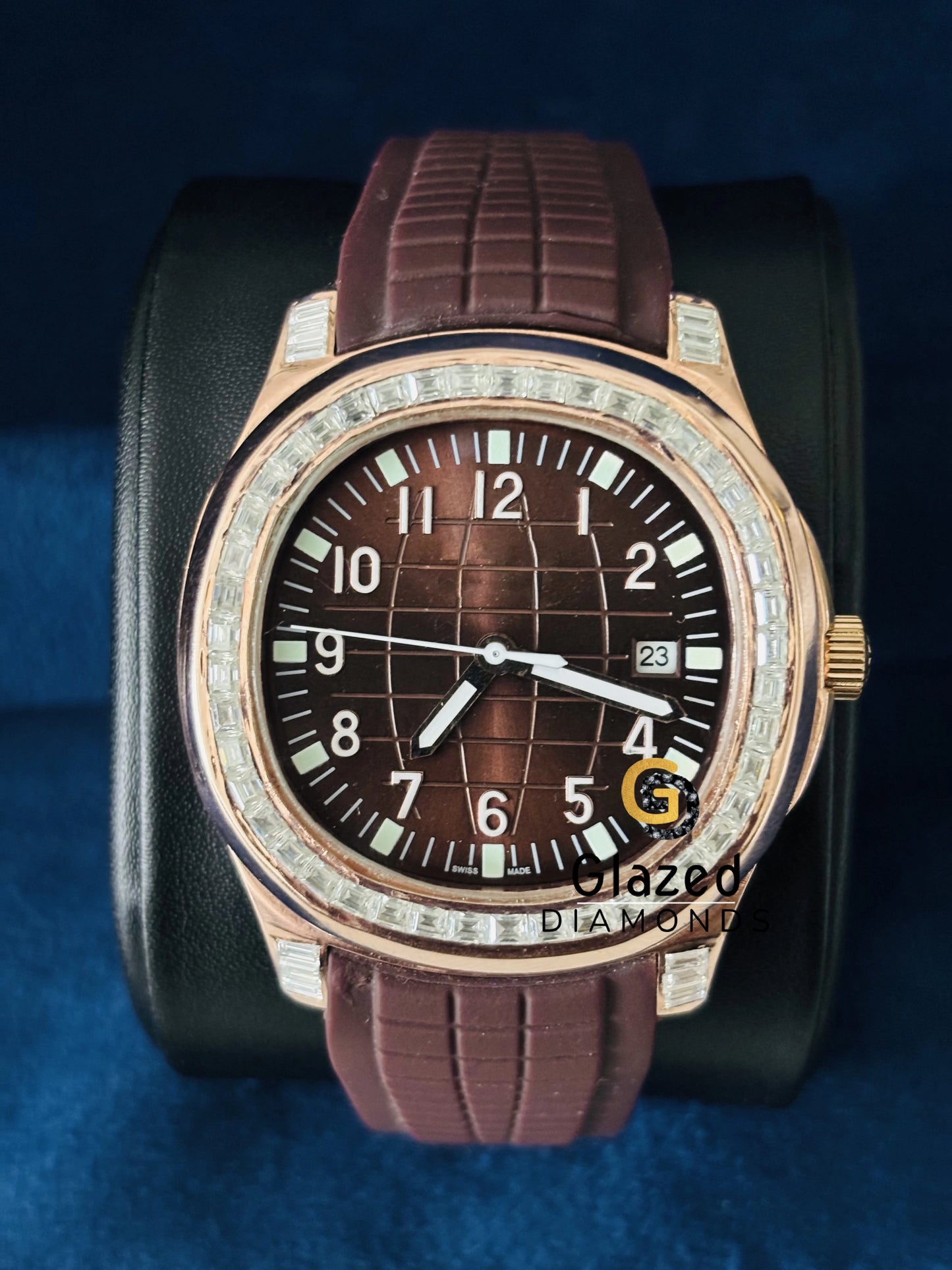 Baguette Diamond Brown Dial Moissanite Watch for Men