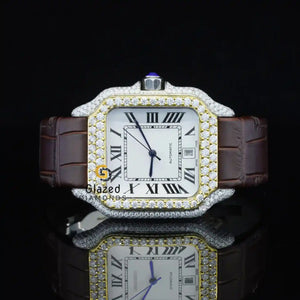 Brown Color Belt Moissanite Watch