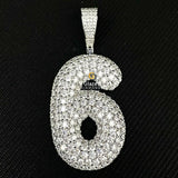 VVS Moissanite Diamond Custom Bubble Number Hip Hop Pendant