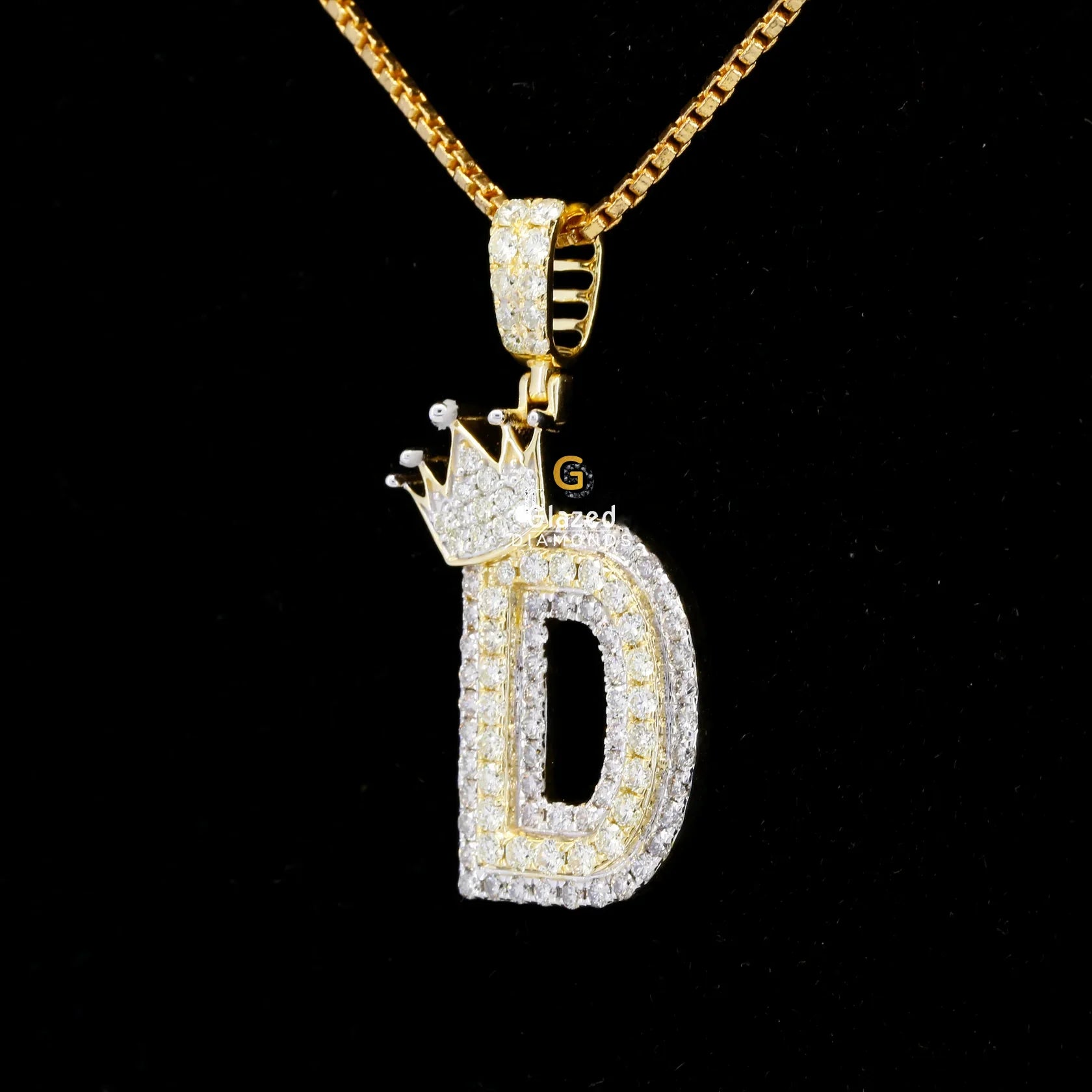 Iced Out Custom Initial Letter D With King Crown Moissanite Hip Hop Pendant