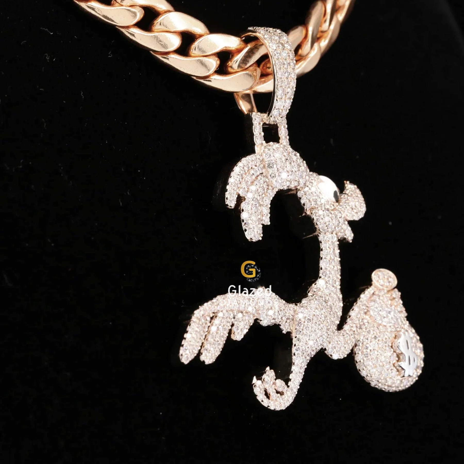 Hip Hop Moissanite Iced Out Cartoon Duck Charm Pendant