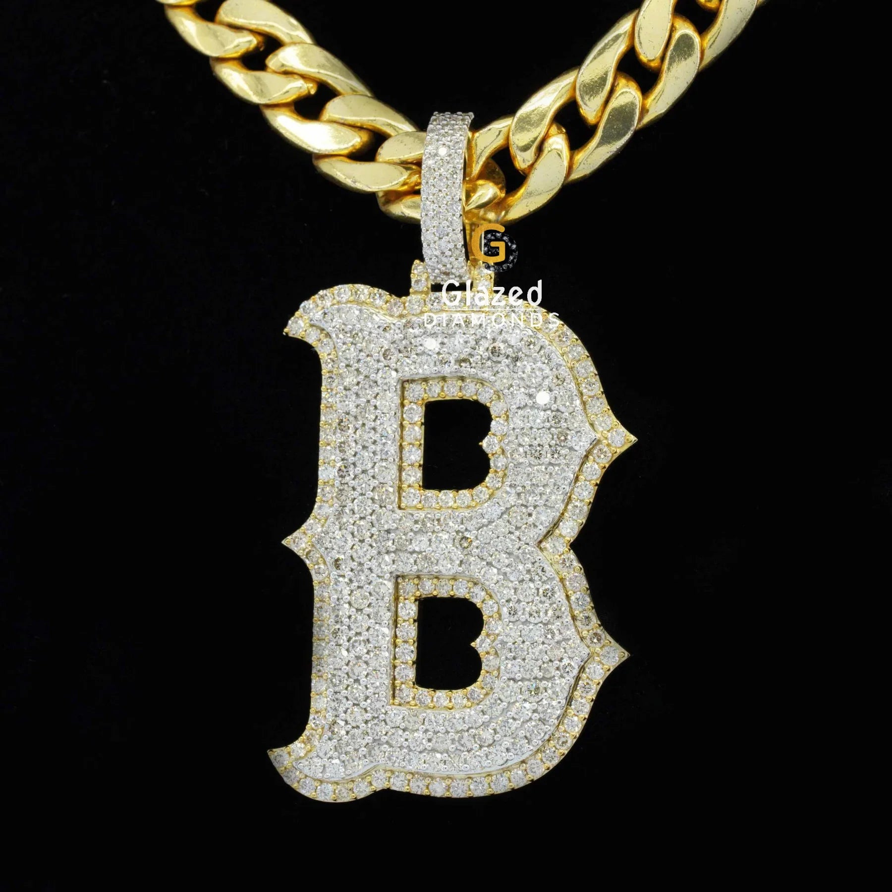 Iced Out Stylish Initial B Letter Custom Moissanite Diamond Pendant