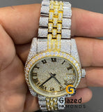 Two Tone Fully Iced Out Jubilee Bracelet Moissanite Hip Hop Watch