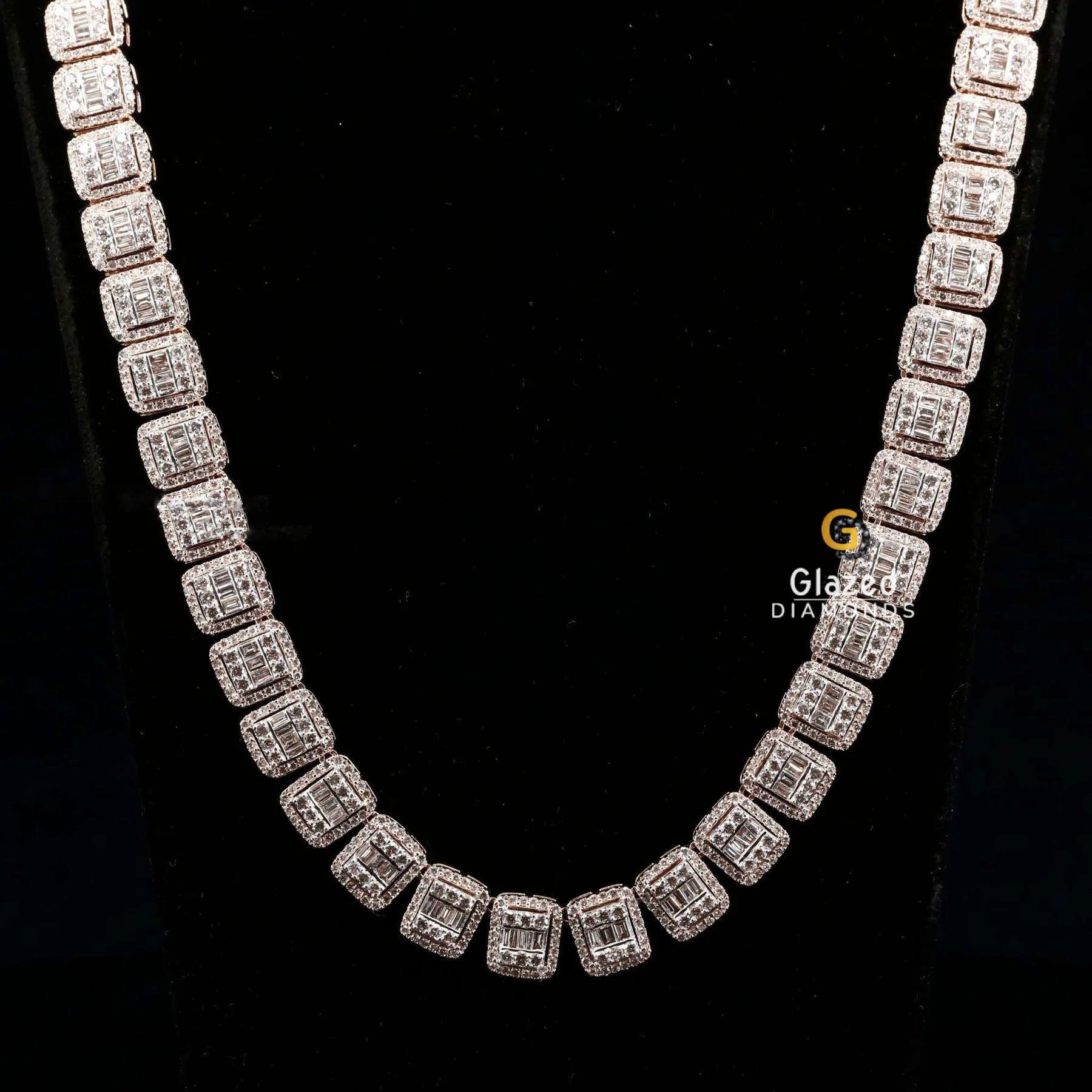 Iced Out Baguette and Round Cut Moissanite Diamond Tennis Chain