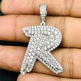 Initial R Letter Moissanite Diamond Iced Hip Hop Pendant