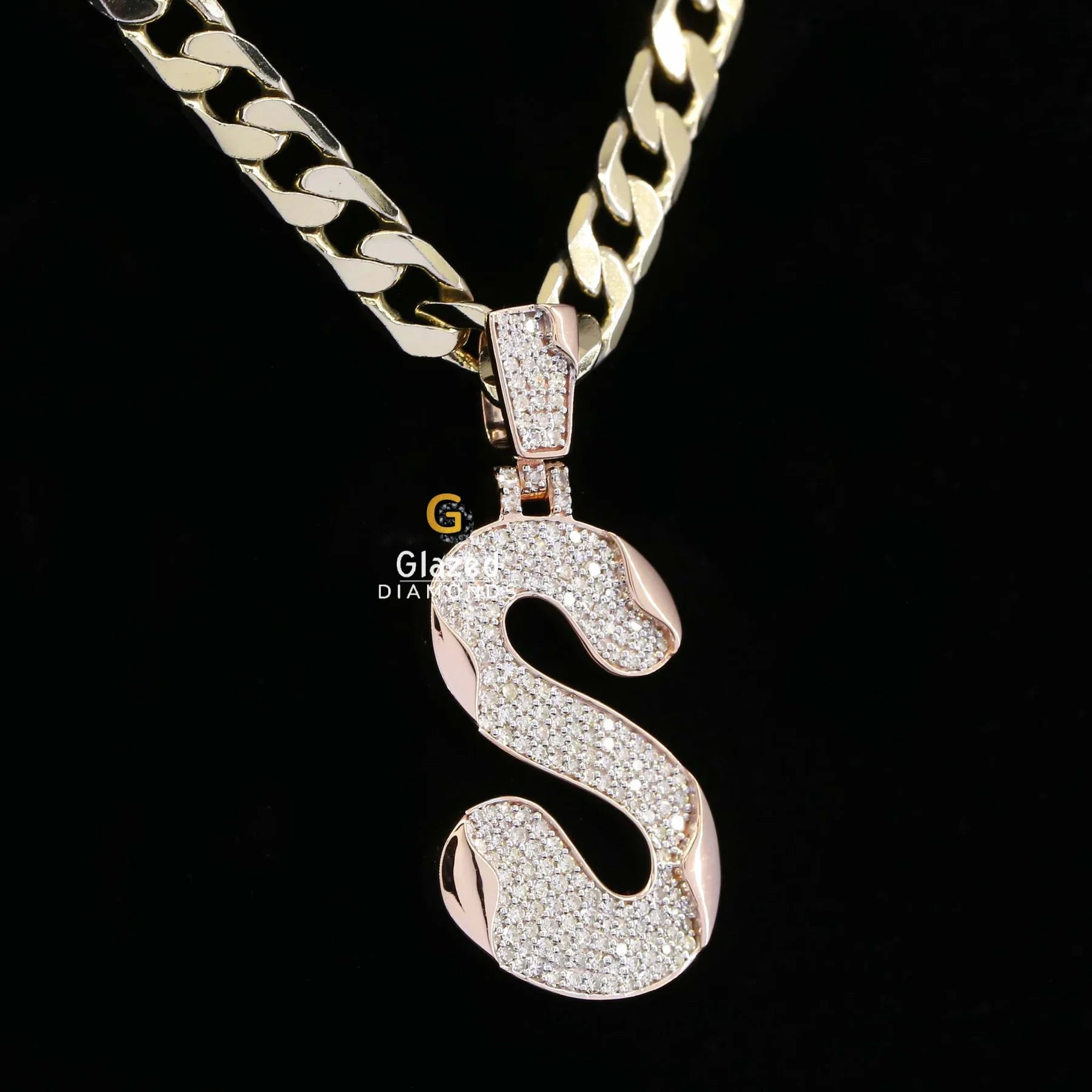 Unique Custom S Initial Moissanite Diamond Letter Pendant