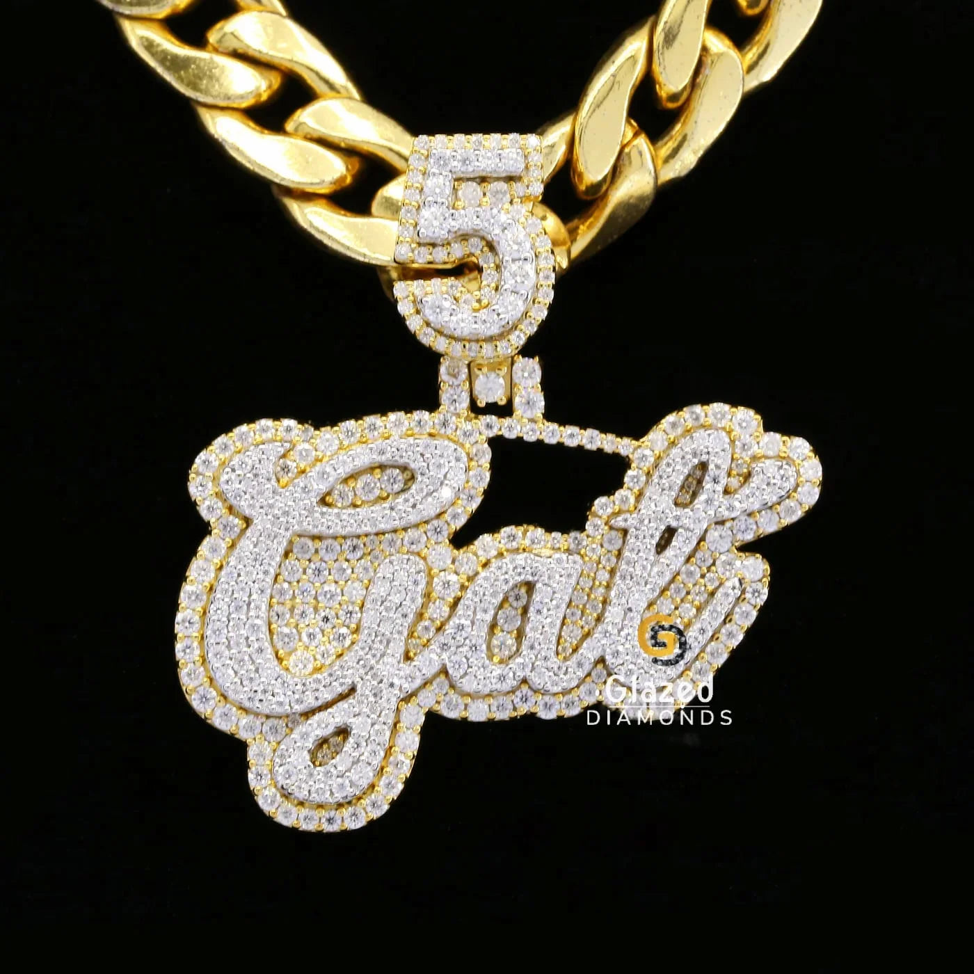 Iced Moissanite Diamond Studded Custom 5 Get Name Hip Hop Pendant