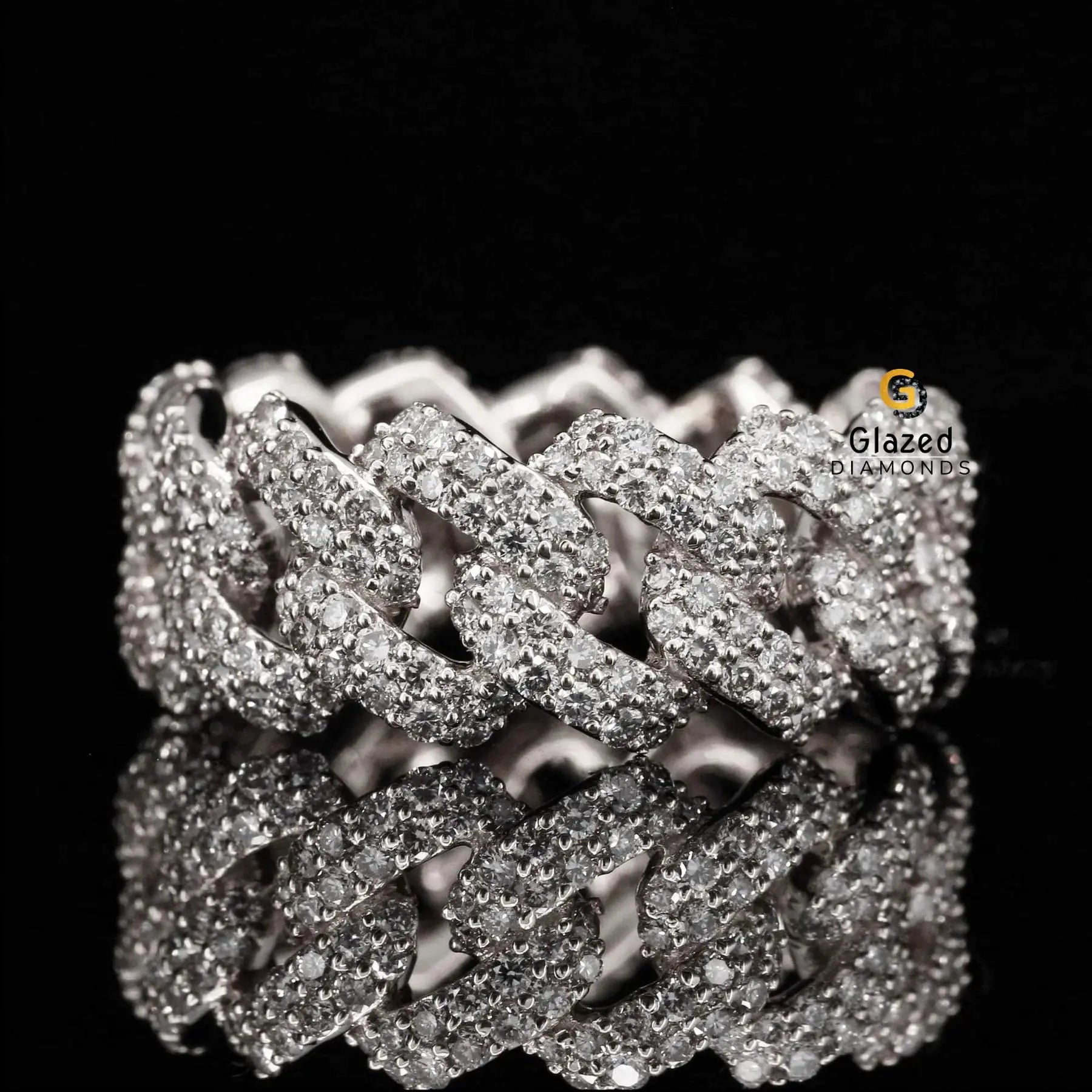 10MM Iced Out Round Moissanite Cuban Link Ring