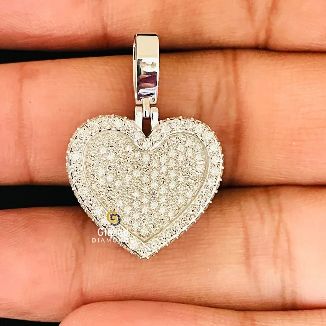 Fully Iced Out Round Moissanite Diamond Heart Shape Hip Hop Pendant