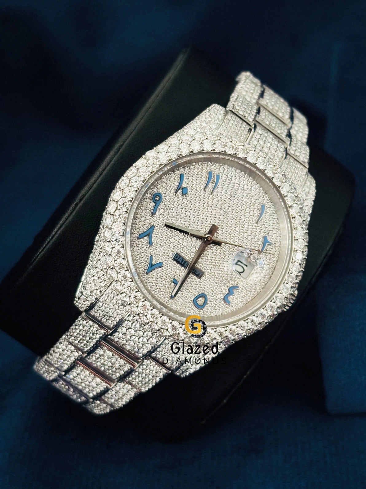Bust Down Arabic Dial Fully Iced Out Diamond Studded Hip Hop Watch