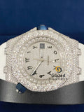 Bust Down Arabic Dial Silicone White Strap Moissanite Watch