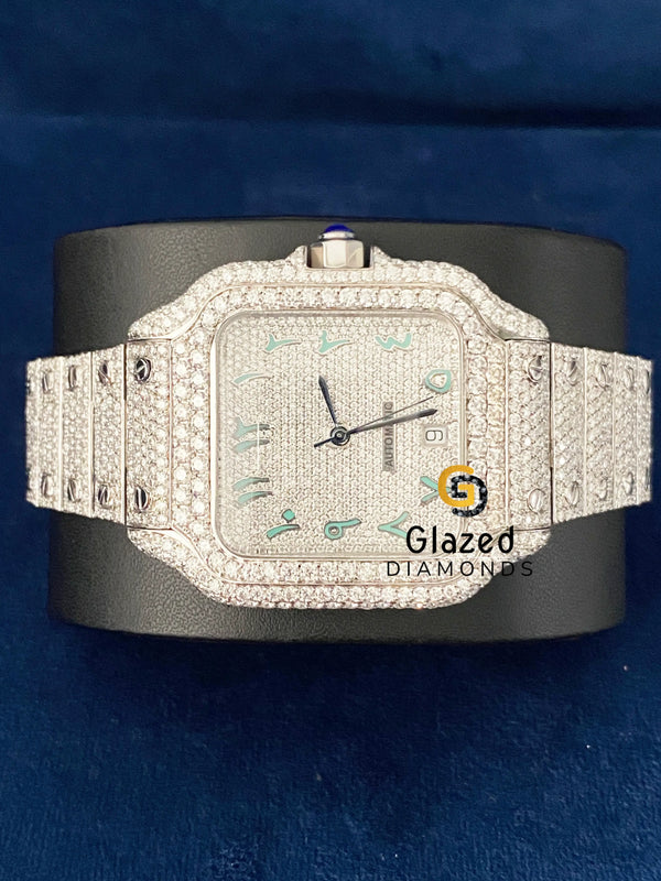 Bust Down Arabic Dial VVs Moissanite Diamond Studded Watch