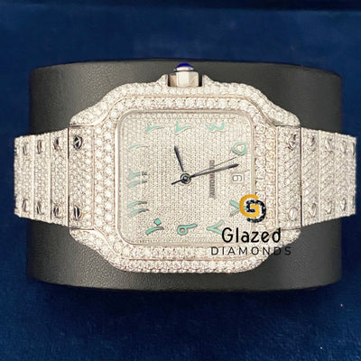 Bust Down Arabic Dial VVs Moissanite Diamond Studded Watch