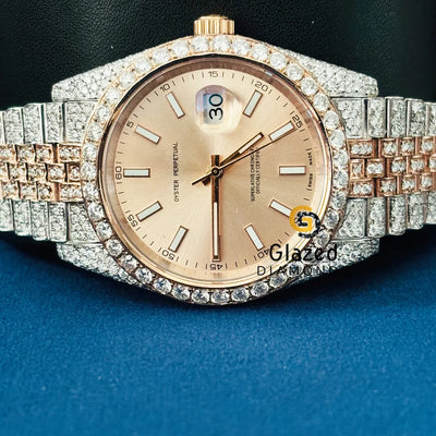 Bust Down Beige Stick Dial VVs Moissanite Watch
