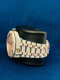 Bust Down Black Bar Dial Two Tone Moissanite Watch
