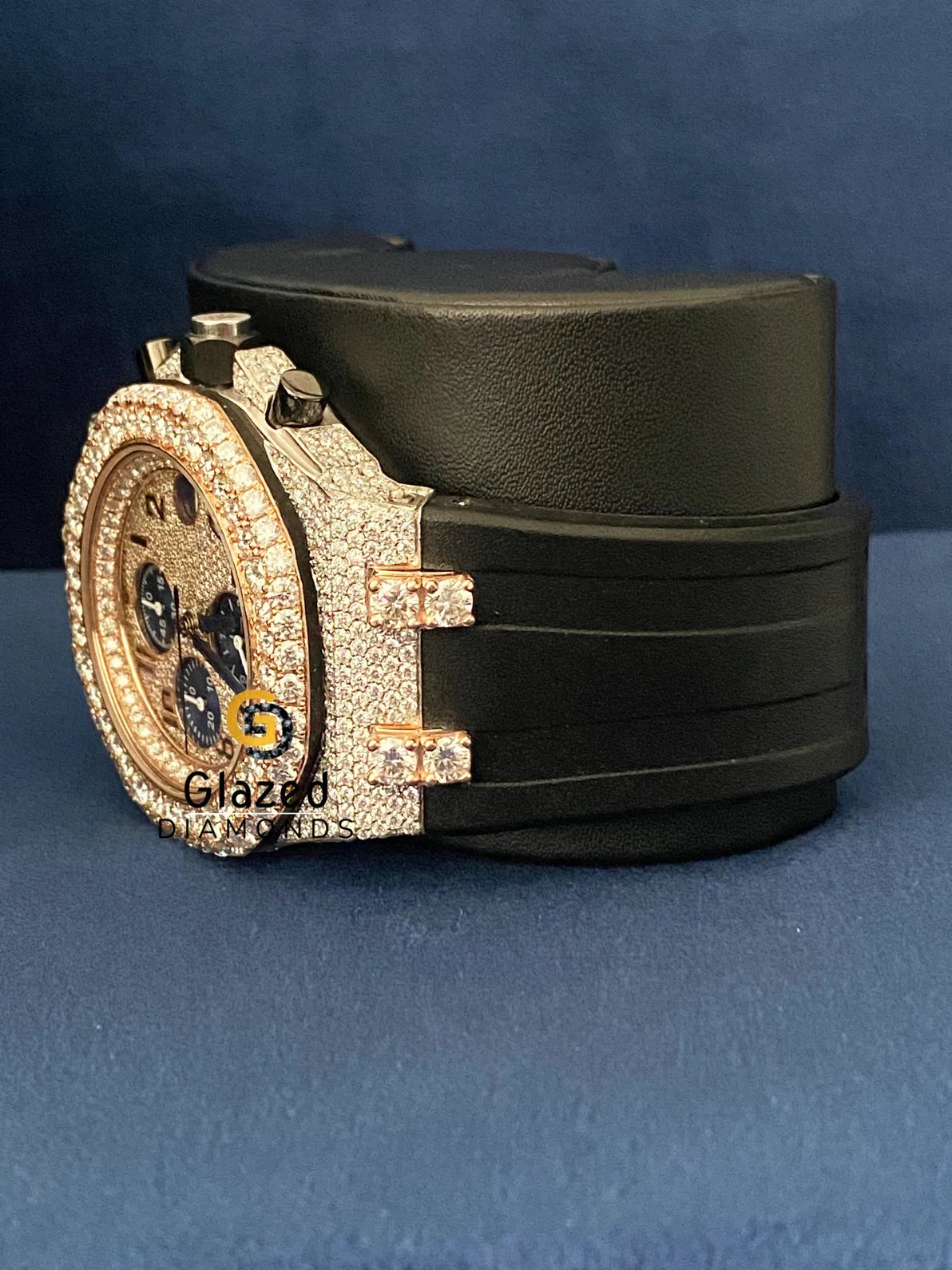 Bust Down Chronograph Arabic Dial VVS Moissanite Watch