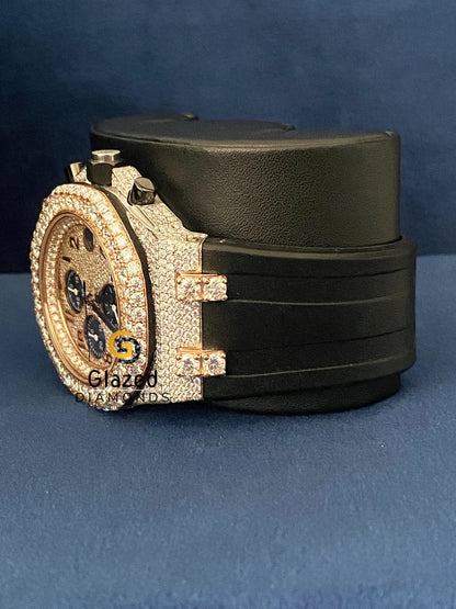Bust Down Chronograph Arabic Dial VVS Moissanite Watch