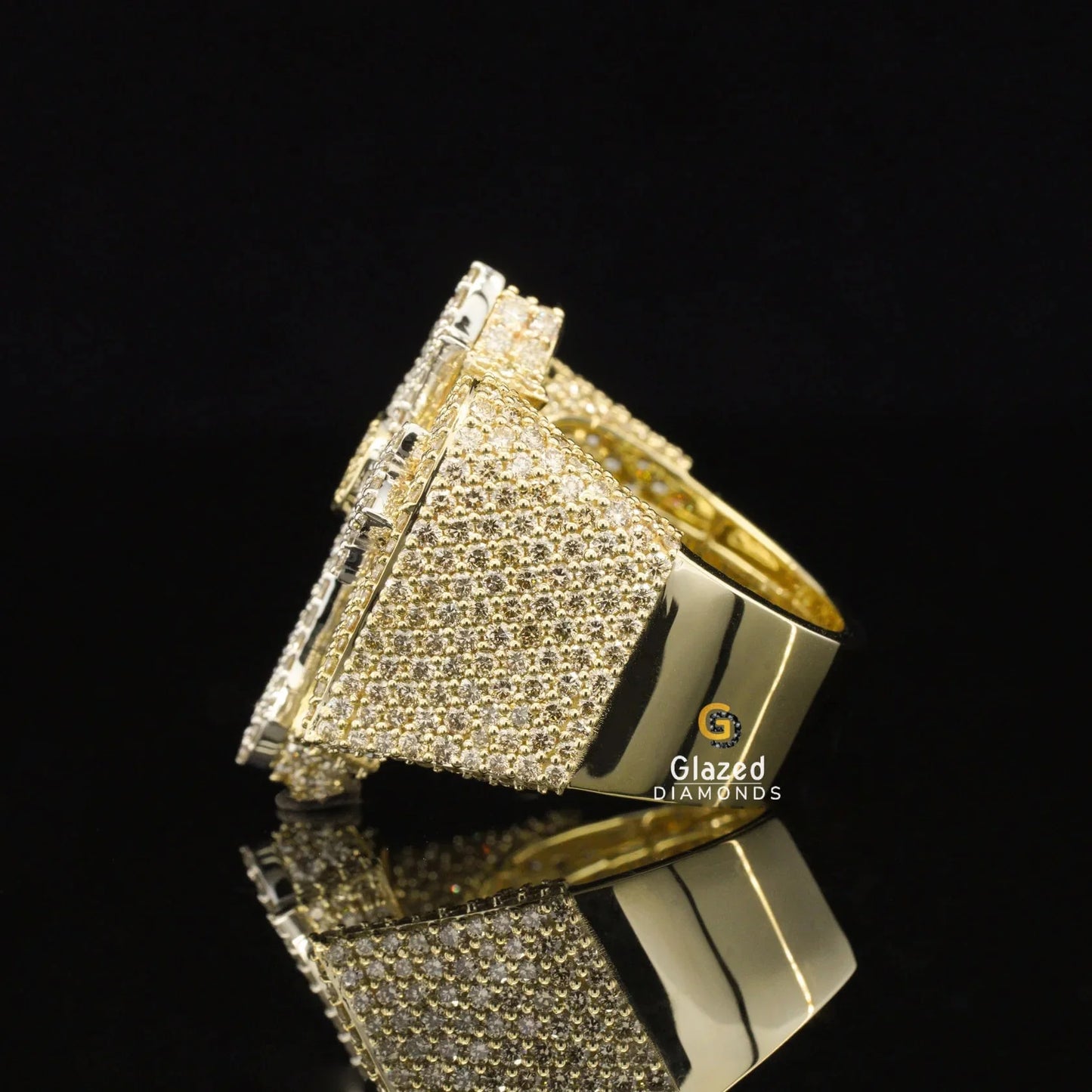 Heavy Rapper Diamond Rings Fully Iced Out Moissanite Cross Hip Hop Rapper Ring – Glazed Diamonds