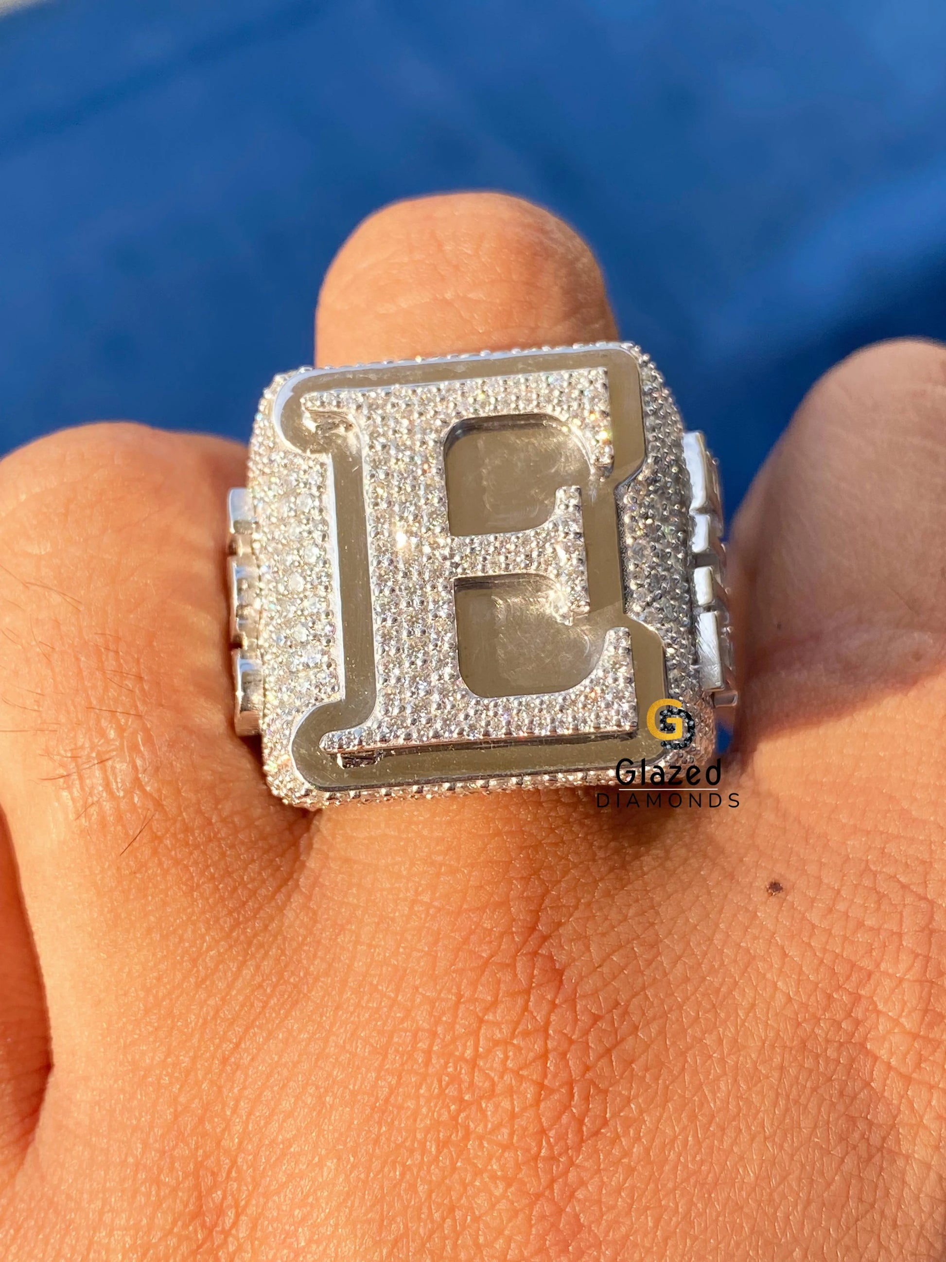 Bust Down E Letter Moissanite Ring