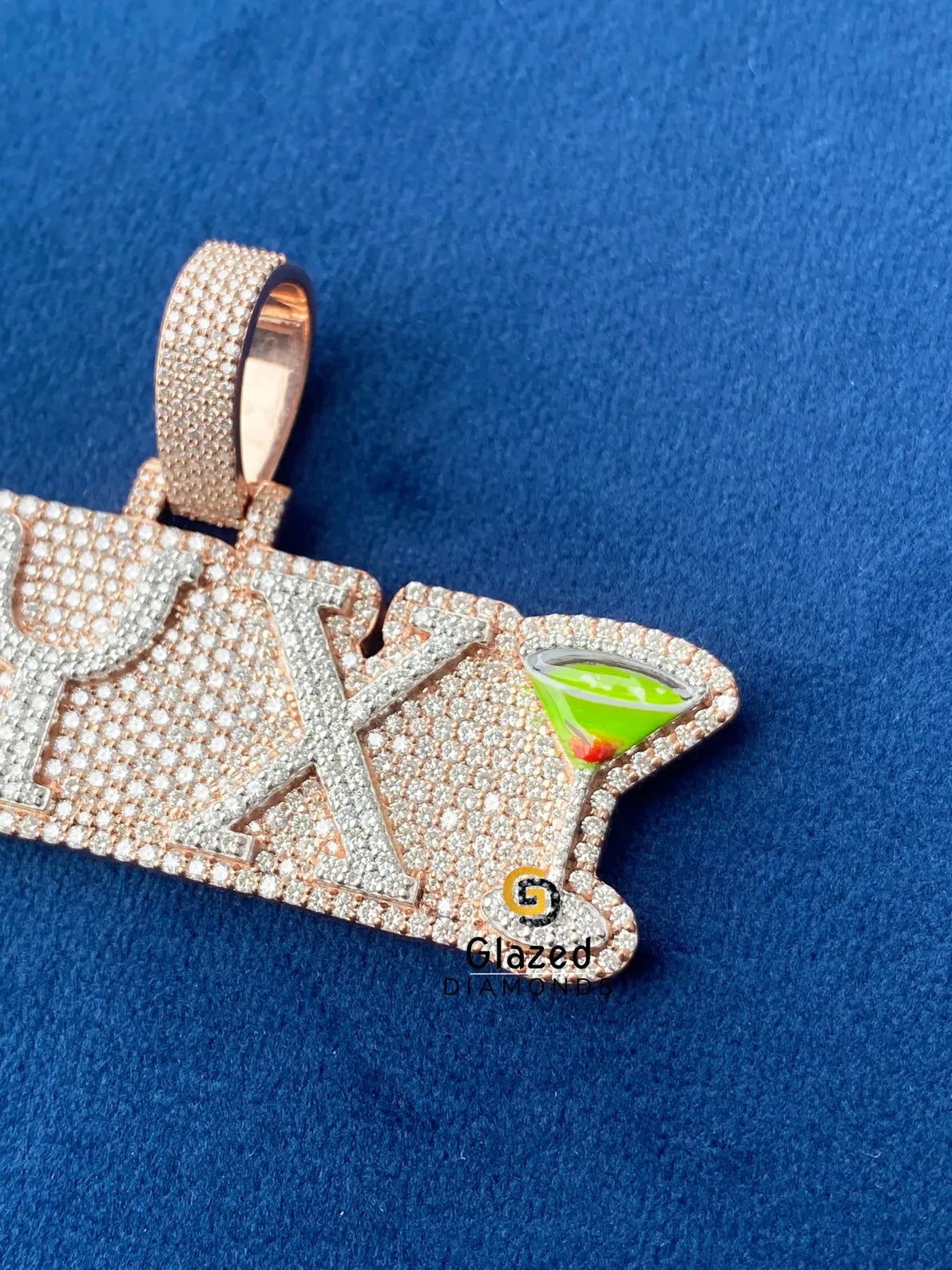 Bust Down Enamel Custom Round Moissanite Diamond Studded Pendant
