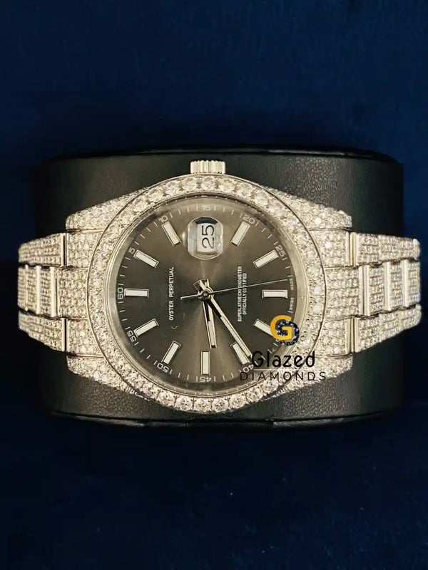 Bust Down Fully Diamond Studded VVs Moissanite Watch