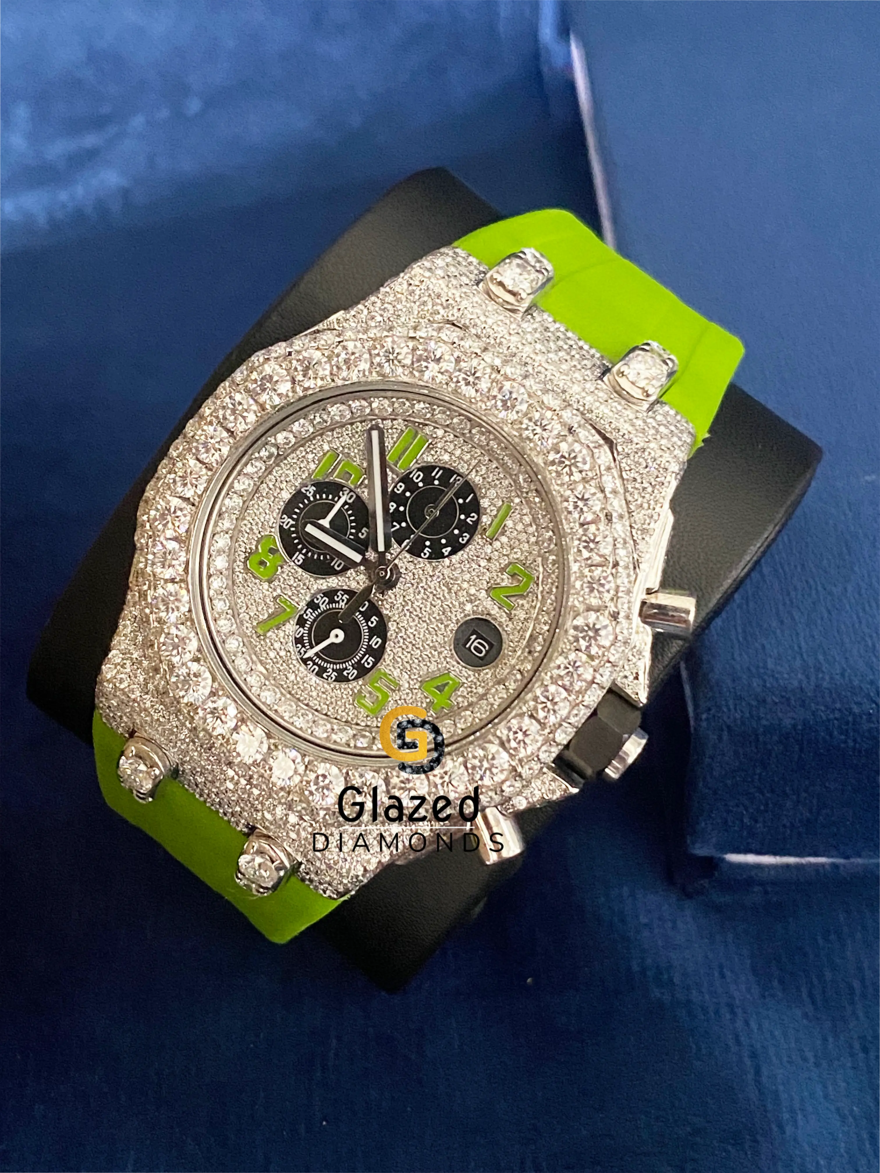Bust Down Moissanite Chronograph Arabic Face Dial Watch