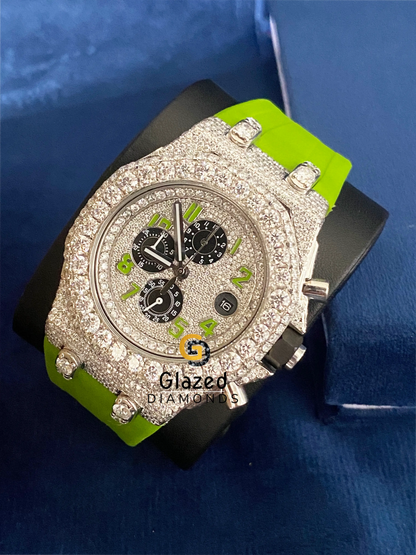 Bust Down Moissanite Chronograph Arabic Face Dial Watch