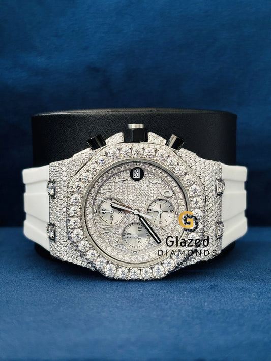 Bust Down Moissanite Hip Hop Studded Face Dial Watch