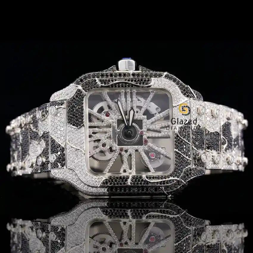 Bust Down Moissanite Metal Strap Watch
