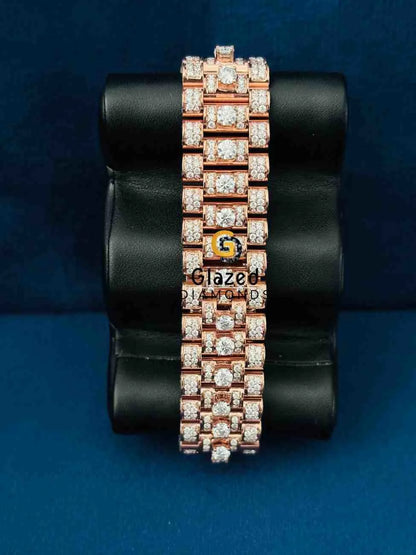 Bust Down Moissanite Stainless Steel Strap Watch