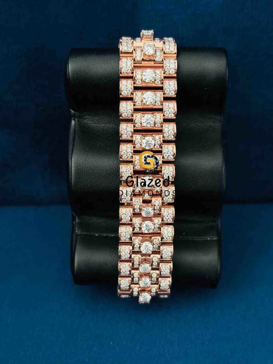 Bust Down Moissanite Stainless Steel Strap Watch