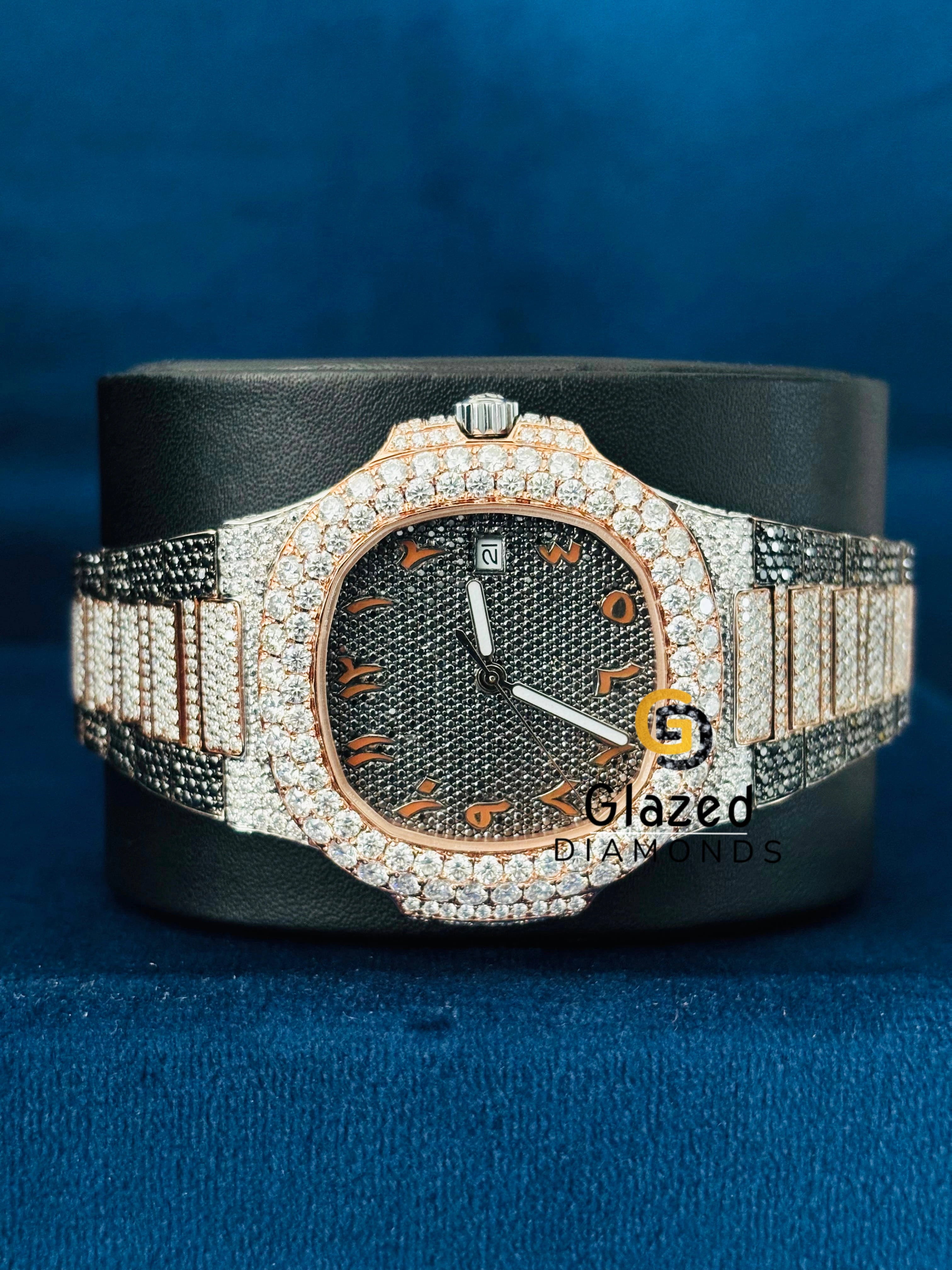 Bust Down Moissanite White and Black Diamond Watch