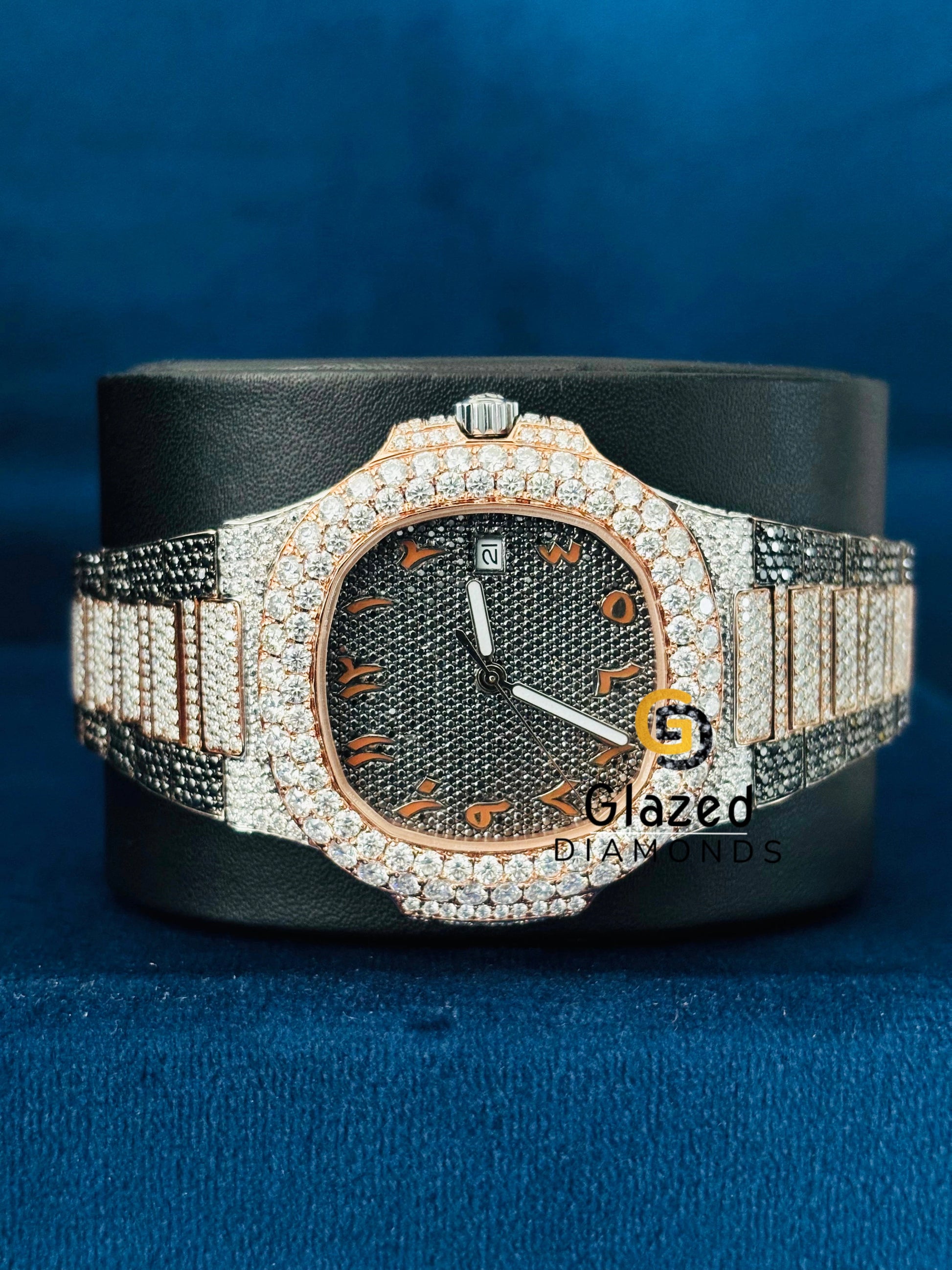 Bust Down Moissanite White and Black Diamond Watch