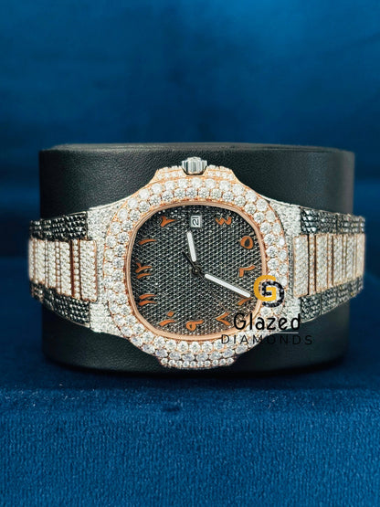 Bust Down Moissanite White and Black Diamond Watch