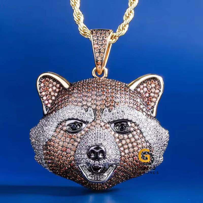Bust Down Moisssanite Raccoon Pendant