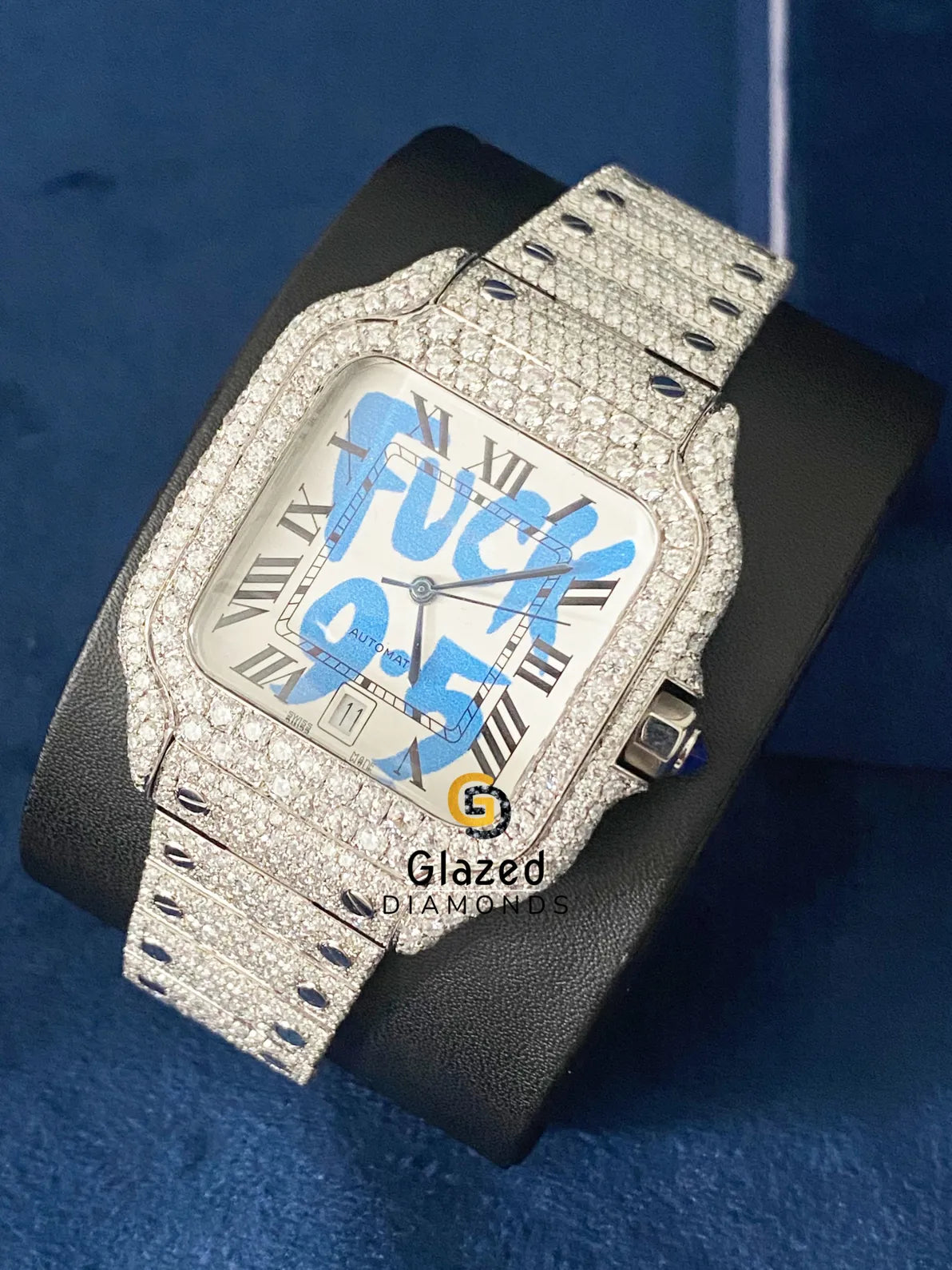 Bust Down Roman Dial D Colorless Moissanite Watch