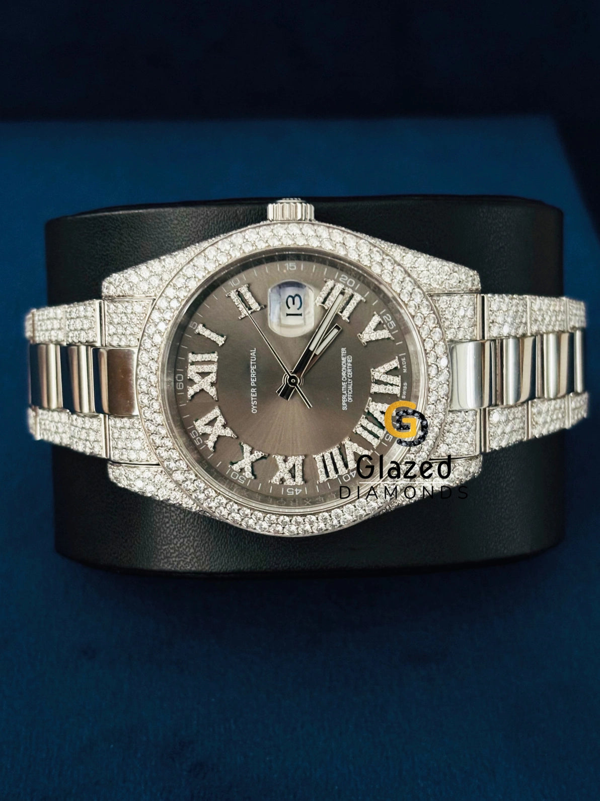 Bust Down Roman Dial VVs Moissanite Diamond Studded Watch
