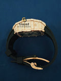 Bust Down Silicone Black Strap Skeleton Dial Moissanite Watch