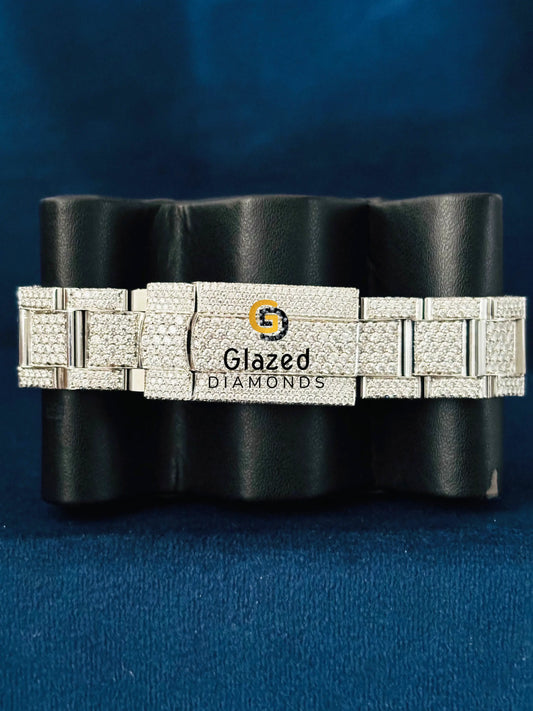Bust Down Stainless Steel Diamond Studded Moissanite Watch