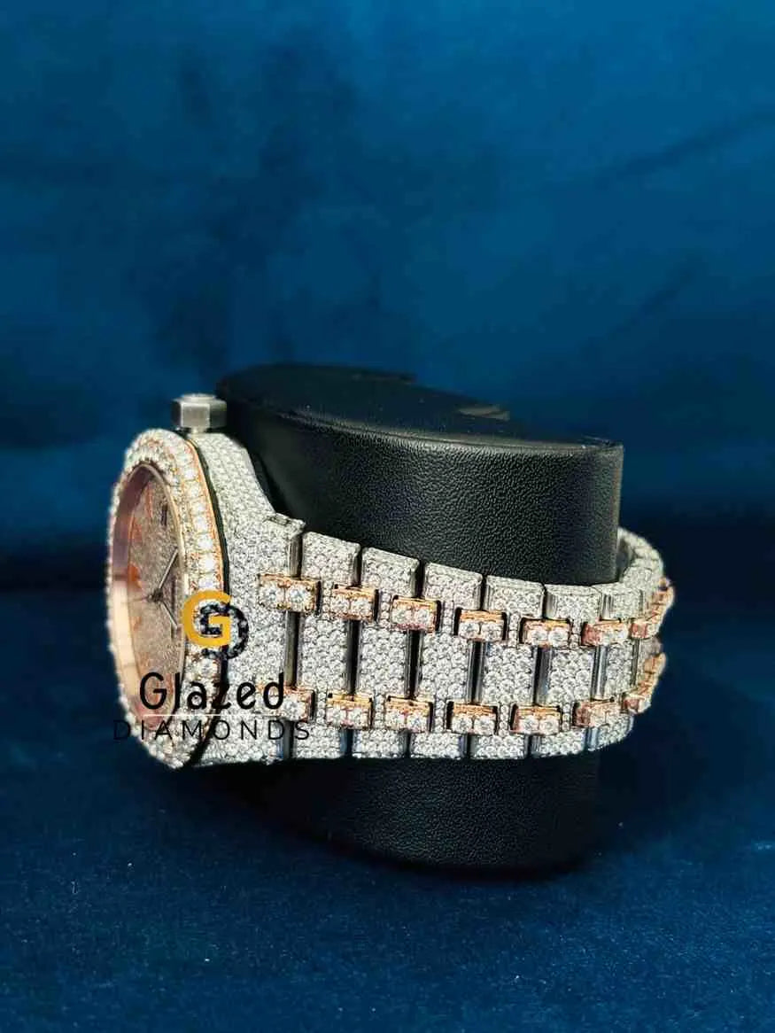 Bust Down Stainless Steel Strap Wrist Watch