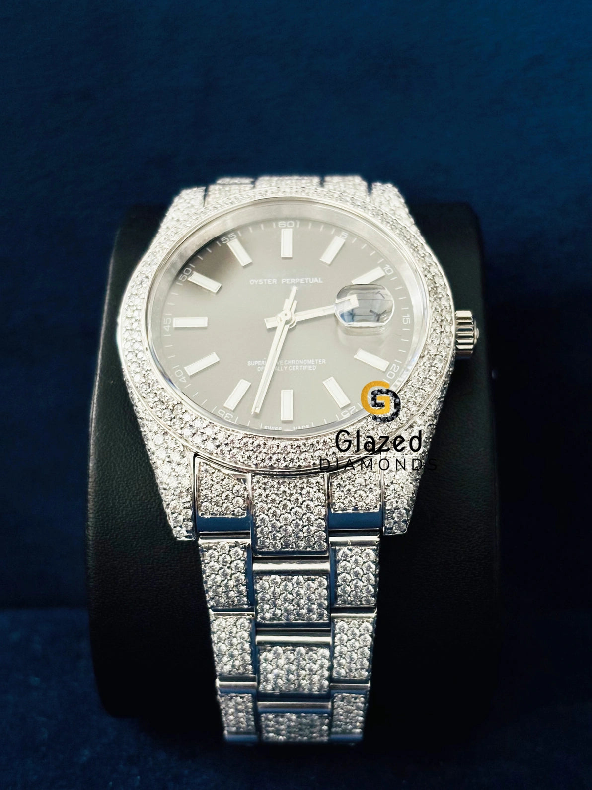 Bust Down Stick Dial VVs Moissanite Diamond Studded Watch