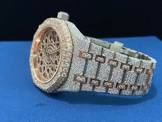 Bust Down Two Tone Unique Dial VVS Moissanite Watch