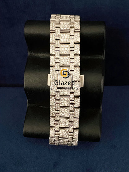 Bust Down VVs Moissanite D Colorless Stainless Steel Watch