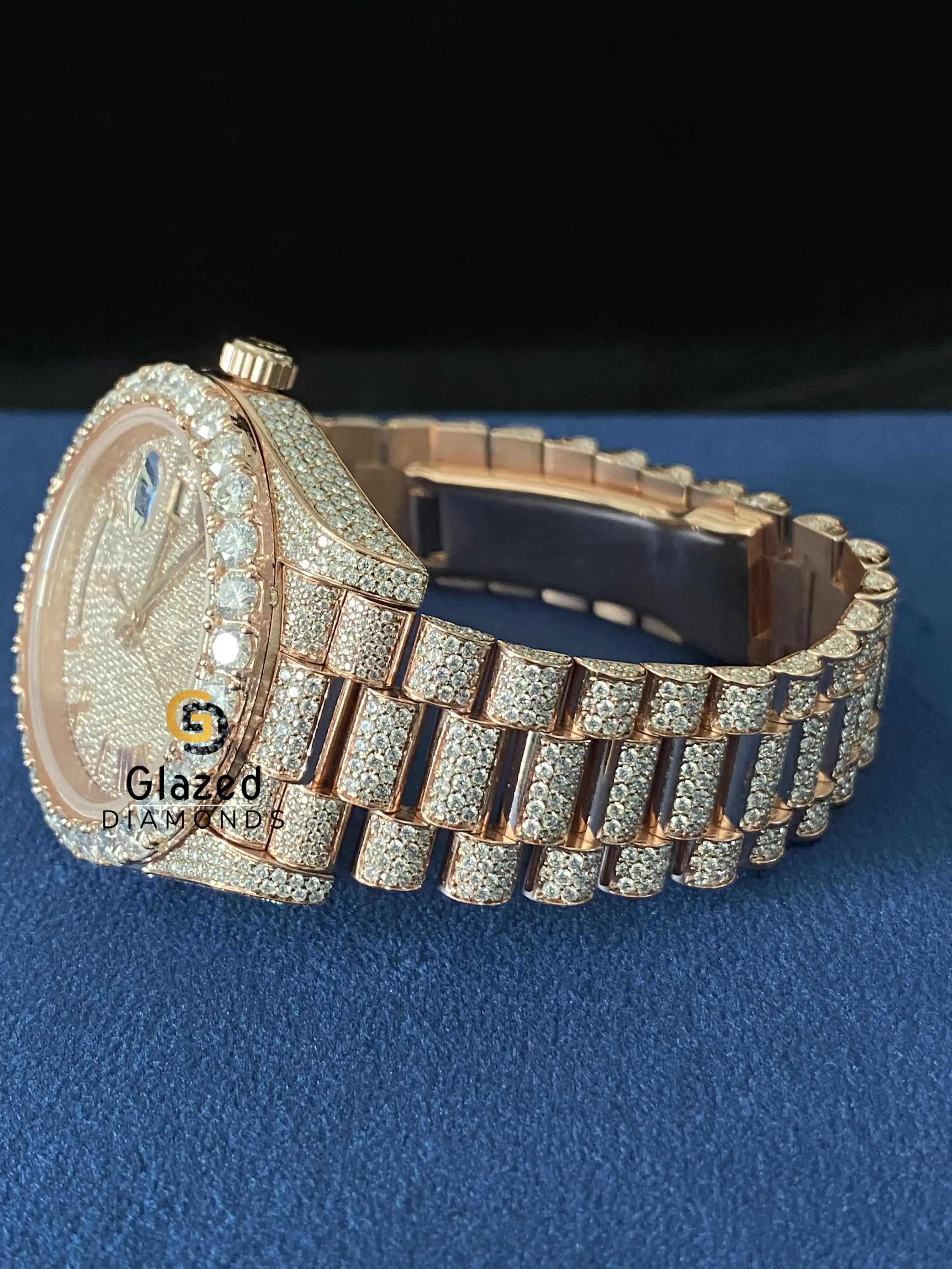 Bust Down VVs Moissanite Roman Dial Stainless Steel Watch