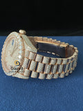 Bust Down VVs Moissanite Roman Dial Stainless Steel Watch